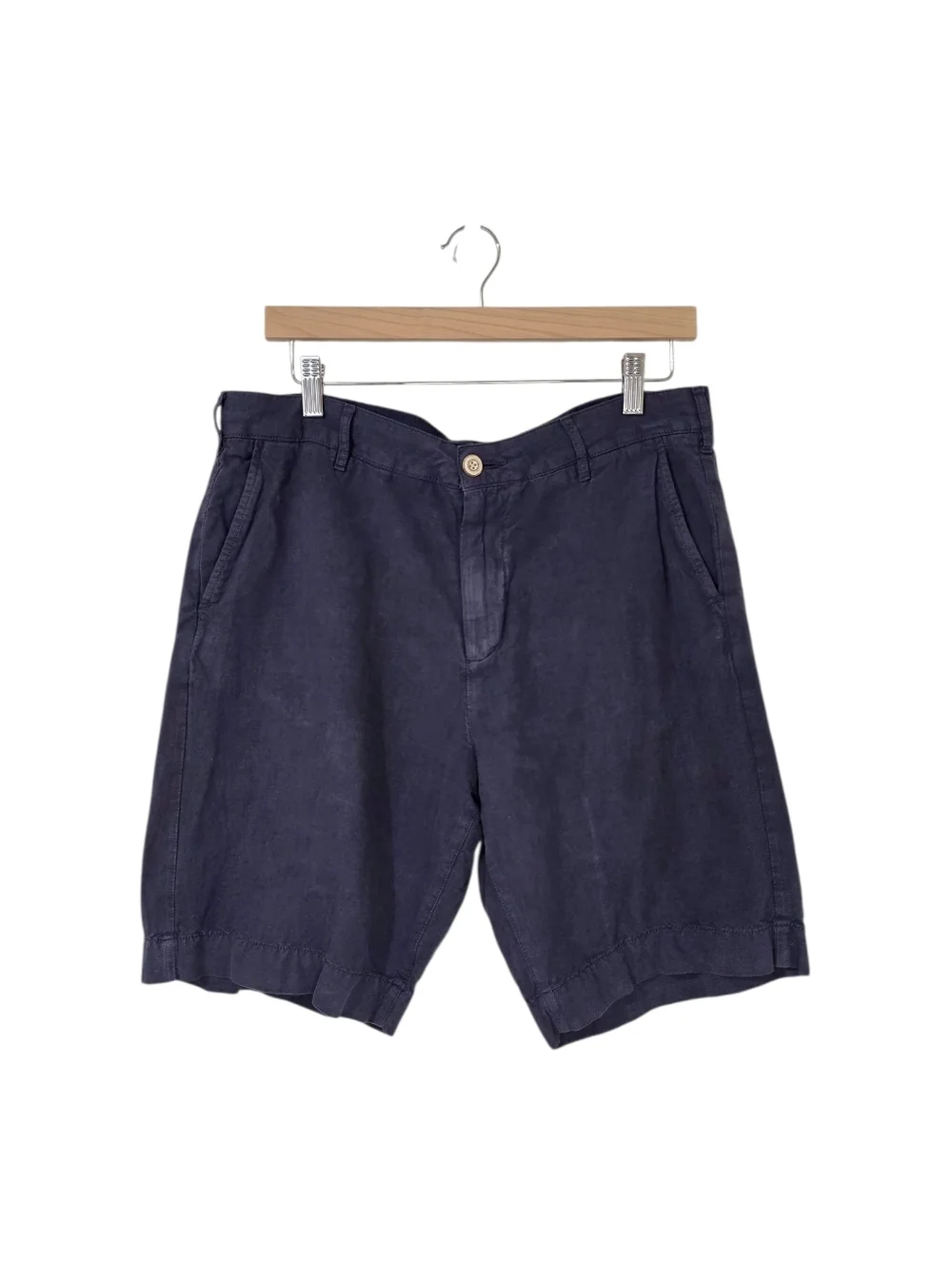 Faherty Shorts Men 34 Navy Blue Linen Cotton Blend Flat Front Casual Summer